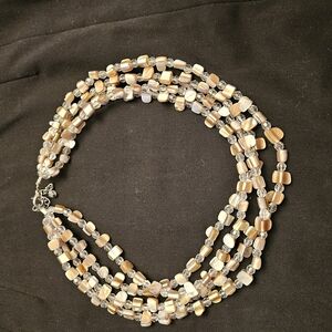 Elegant Multi-Strand Beaded Necklace - Neutral Tones